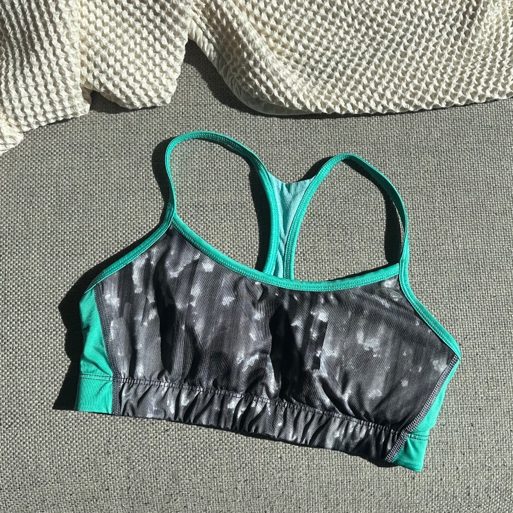 Gray and Teal Champion Sports Bra